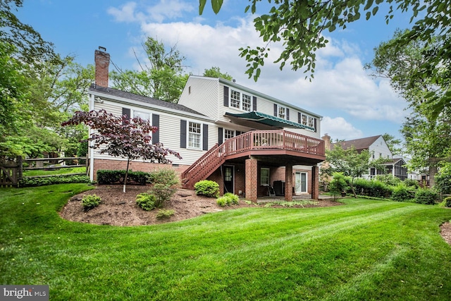 1109 Pipestem Pl, Potomac, MD 20854 - back of house featuring a deck, stairs, and a chimney