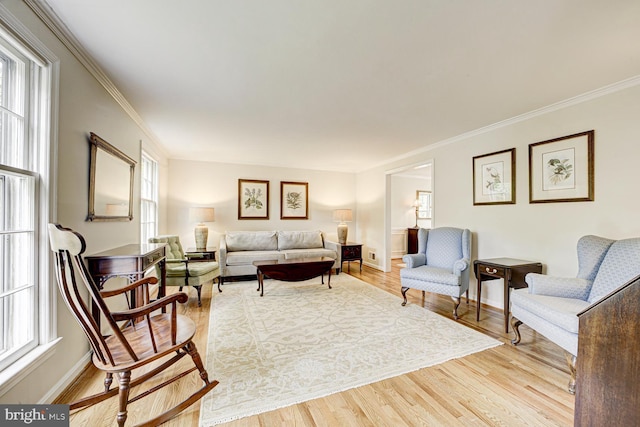 1109 Pipestem Pl, Potomac, MD 20854 - living area featuring light wood-style flooring and crown molding
