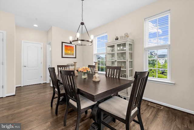 7802 Richard Halley Way, Elkridge, MD 21075 - dining room with a chandelier, dark wood-style floors, and healthy amount of natural light
