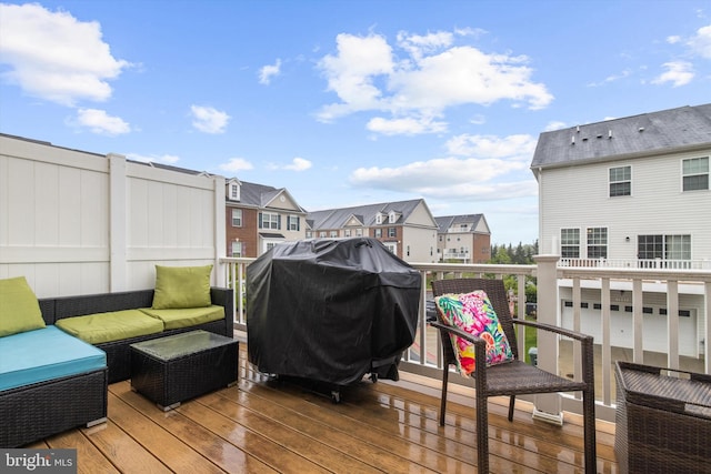 7802 Richard Halley Way, Elkridge, MD 21075 - deck featuring outdoor lounge area, a residential view, and grilling area