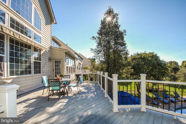14401 Chalfont Dr, Haymarket, VA 20169 - wooden deck with outdoor dining area
