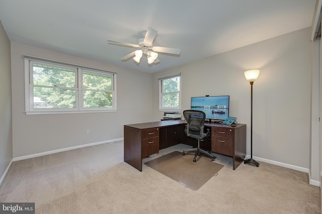 561 Nottingham Dr, Yardley, PA 19067 - home office with light carpet and a ceiling fan