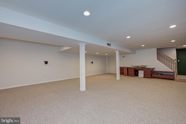 561 Nottingham Dr, Yardley, PA 19067 - finished basement featuring light colored carpet, recessed lighting, and stairway