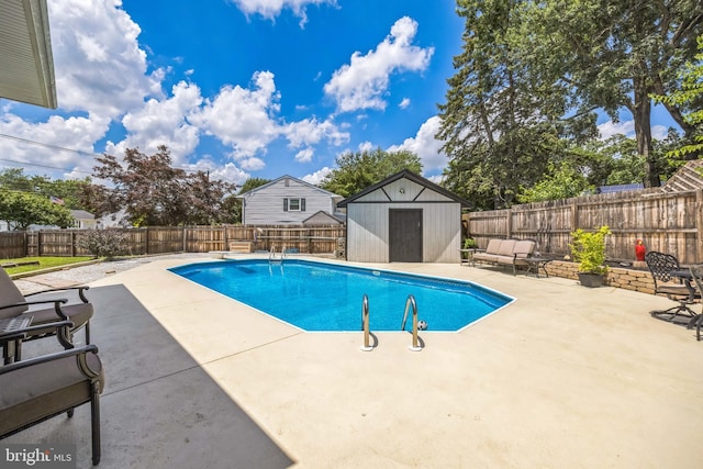 487 College Blvd, Wenonah, NJ 08090 - view of swimming pool featuring a patio, a shed, and a fenced backyard