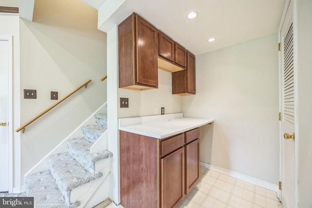 205 Dylan Dr Unit 54, Lansdale, PA 19446 - kitchen with light countertops, recessed lighting, light flooring, and brown cabinetry