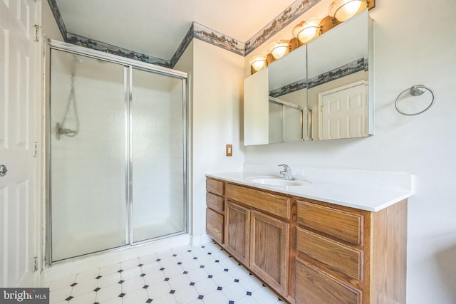 205 Dylan Dr Unit 54, Lansdale, PA 19446 - bathroom with tile patterned floors, a stall shower, and vanity