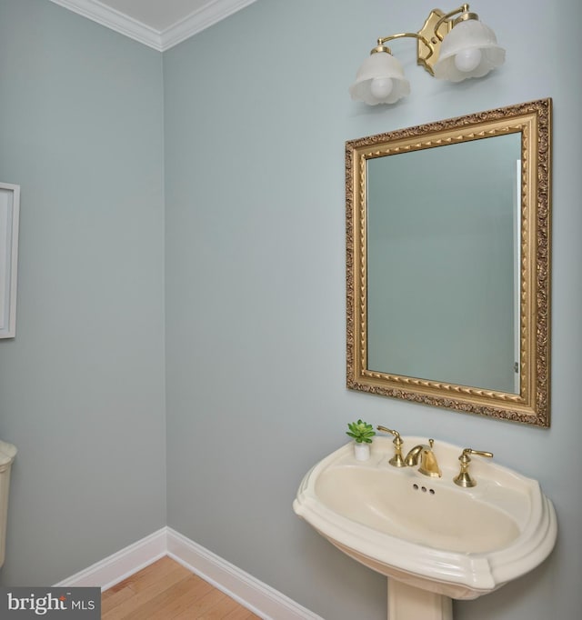21 Shara Ln, Pennington, NJ 08534 - bathroom featuring crown molding and wood finished floors