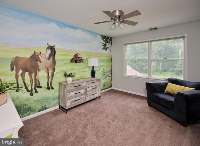 21 Shara Ln, Pennington, NJ 08534 - living area with carpet and a ceiling fan