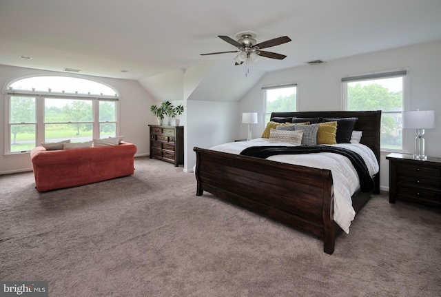 21 Shara Ln, Pennington, NJ 08534 - carpeted bedroom with vaulted ceiling and a ceiling fan