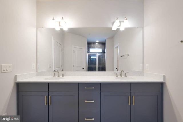 20769 Partlows Store Sq, Ashburn, VA 20147 - bathroom with double vanity and a shower stall