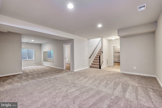 20769 Partlows Store Sq, Ashburn, VA 20147 - below grade area with carpet flooring, stairs, and recessed lighting