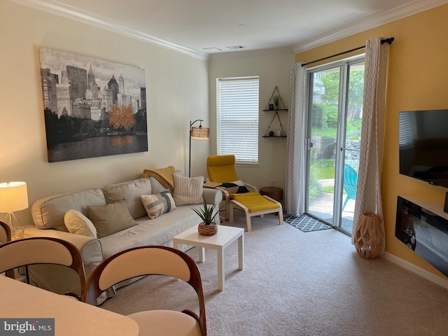 23 Pierside Dr Unit T-12, Baltimore, MD 21230 - living area featuring carpet flooring and crown molding