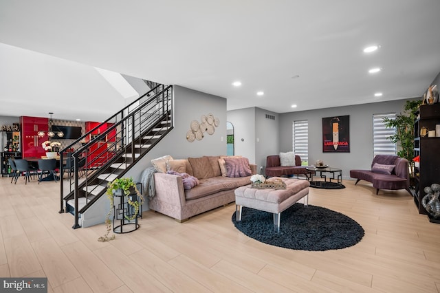 110 Rue Du Boise, Cherry Hill, NJ 08003 - living area with stairs, recessed lighting, and wood finished floors