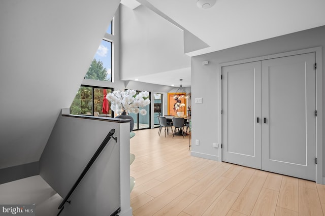 110 Rue Du Boise, Cherry Hill, NJ 08003 - corridor featuring an upstairs landing, light wood-style flooring, and a high ceiling