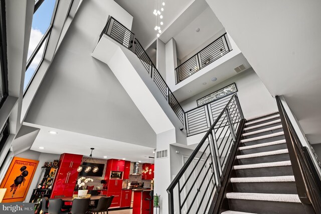 110 Rue Du Boise, Cherry Hill, NJ 08003 - stairway with a towering ceiling and recessed lighting
