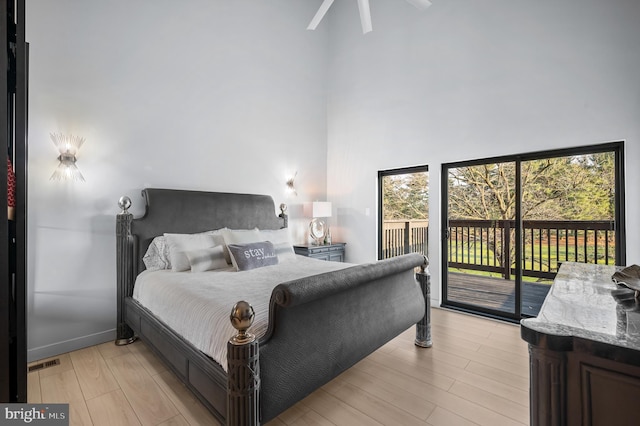 110 Rue Du Boise, Cherry Hill, NJ 08003 - bedroom with a high ceiling, access to exterior, and light wood finished floors