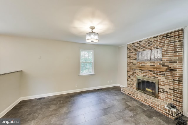 6260 Alpine Ct, Sunderland, MD 20689 - unfurnished living room with baseboards and a fireplace