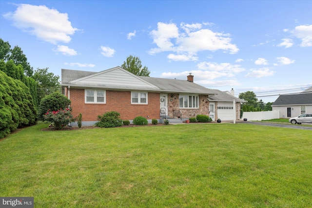 1122 N 14th St, Allentown, PA 18102 - ranch-style house featuring a garage, asphalt driveway, brick siding, and a front yard