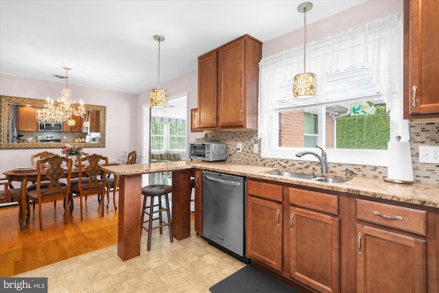 1122 N 14th St, Allentown, PA 18102 - kitchen with stainless steel appliances, brown cabinets, and tasteful backsplash