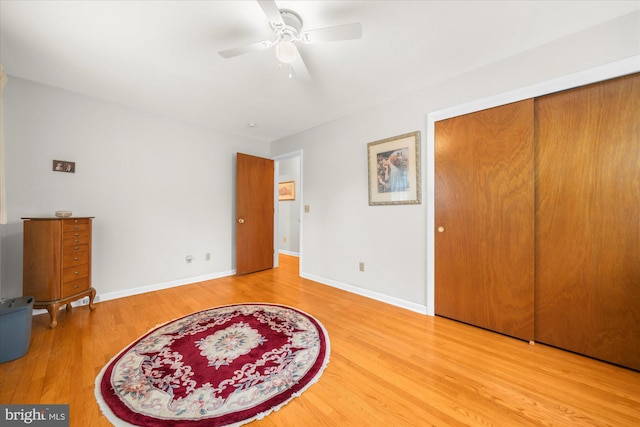1122 N 14th St, Allentown, PA 18102 - bedroom featuring wood finished floors, a closet, and a ceiling fan