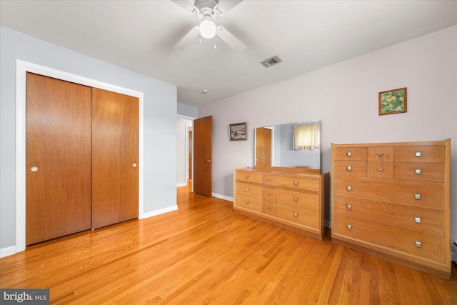 1122 N 14th St, Allentown, PA 18102 - bedroom featuring light wood-style flooring, a closet, and ceiling fan