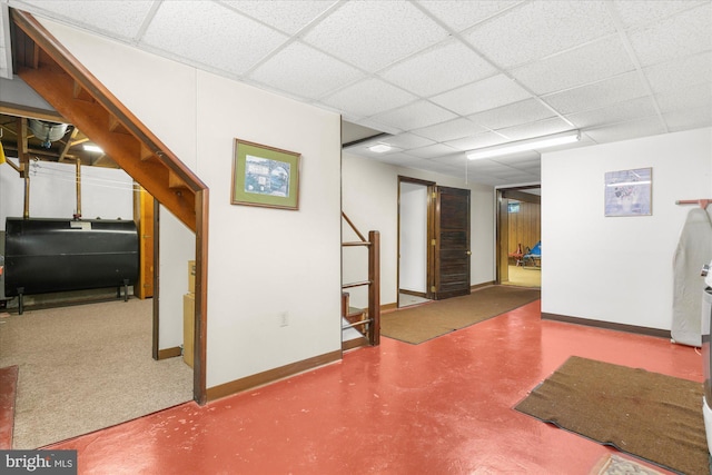 1122 N 14th St, Allentown, PA 18102 - finished basement featuring heating fuel, stairs, and a drop ceiling