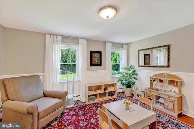 17435 Big Falls Rd, Monkton, MD 21111 - living area featuring wainscoting and a baseboard radiator