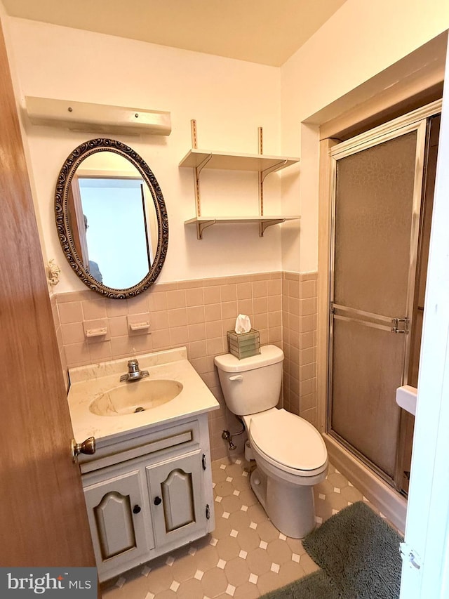 170 E Holly Ln, Tuckerton, NJ 08087 - full bath with wainscoting, vanity, a stall shower, and tile walls