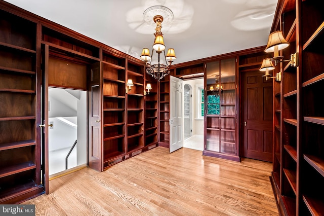 6316 Mossway, Baltimore, MD 21212 - spacious closet featuring a chandelier and light wood finished floors