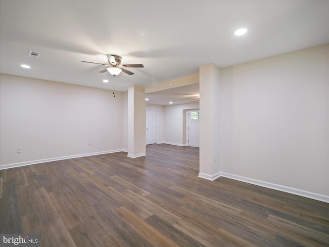 502 Windsong Rd, Harpers Ferry, WV 25425 - unfurnished room with a ceiling fan, recessed lighting, and dark wood-style flooring