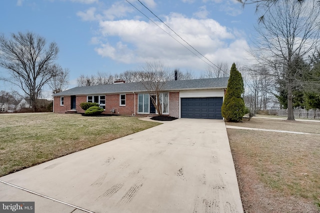 2502 Rancocas Rd, Burlington, NJ 08016 - single story home with brick siding, an attached garage, driveway, a front lawn, and a chimney