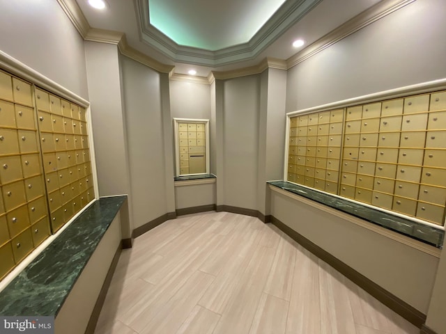 4808 Moorland Ln Unit 613, Bethesda, MD 20814 - view of home's community with mail area, ornamental molding, and recessed lighting
