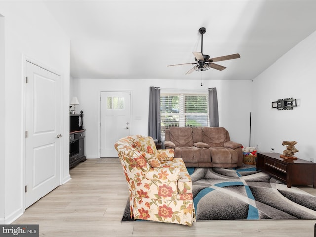 295 Rocky Mount Rd, Linden, VA 22642 - living area featuring ceiling fan and light wood finished floors