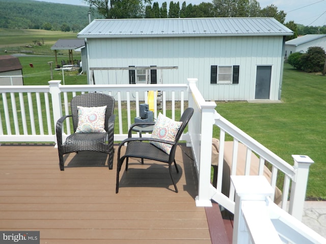 201 Cherry St, Millheim, PA 16854 - wooden deck featuring a lawn
