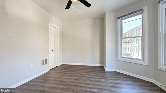 3436 D St, Philadelphia, PA 19134 - unfurnished room with a ceiling fan and dark wood-type flooring