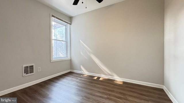 3436 D St, Philadelphia, PA 19134 - unfurnished room featuring ceiling fan and dark wood-style flooring