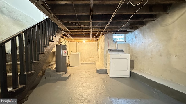 3436 D St, Philadelphia, PA 19134 - below grade area with washer / clothes dryer, electric water heater, and stairs
