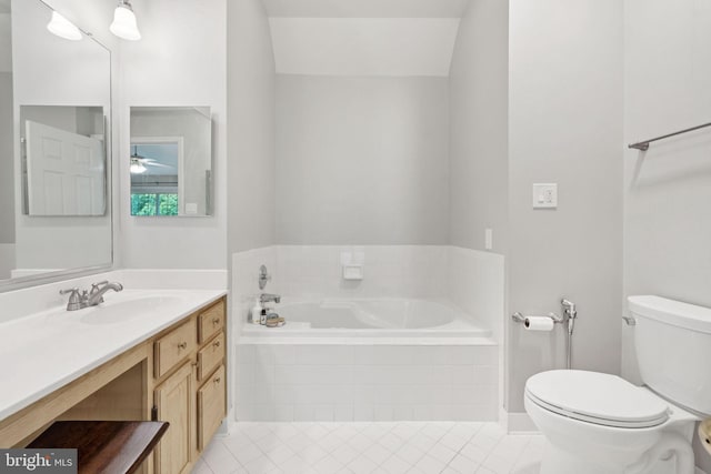 11736 Rockaway Ln Unit 101, Fairfax, VA 22030 - full bath with tile patterned flooring, a bath, vanity, and ceiling fan
