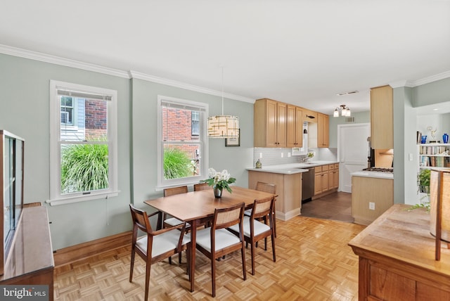 7001 Sycamore Ave, Takoma Park, MD 20912 - dining space featuring ornamental molding and baseboards