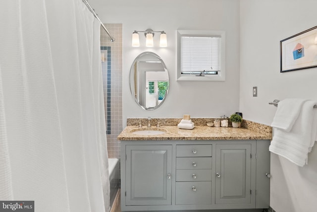7001 Sycamore Ave, Takoma Park, MD 20912 - bathroom featuring shower / bathtub combination with curtain and vanity