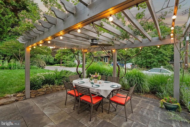 7001 Sycamore Ave, Takoma Park, MD 20912 - view of patio with a pergola, outdoor dining space, and ceiling fan