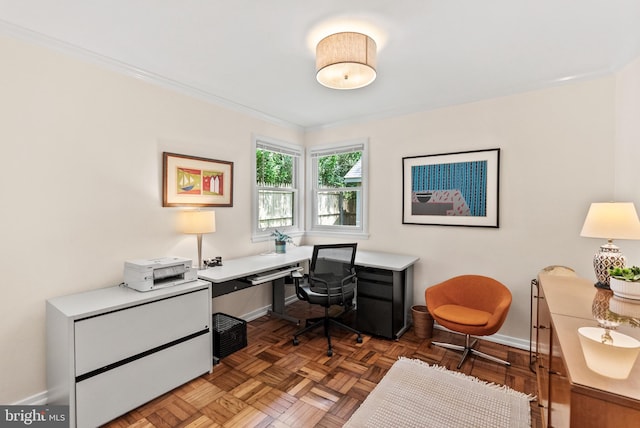 7001 Sycamore Ave, Takoma Park, MD 20912 - home office with baseboards and ornamental molding