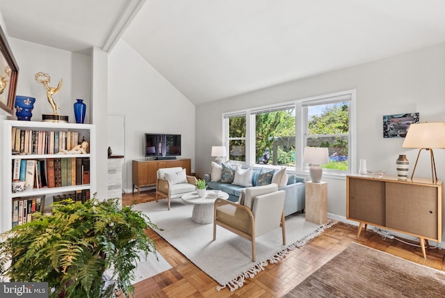 7001 Sycamore Ave, Takoma Park, MD 20912 - living room featuring lofted ceiling