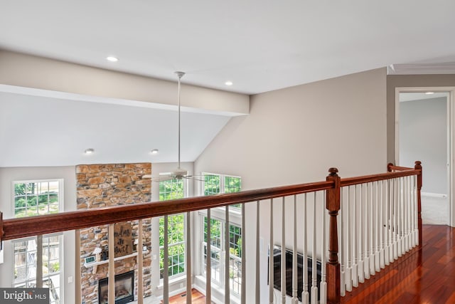 42066 Fiddlehead Pl, Aldie, VA 20105 - corridor with wood finished floors and recessed lighting