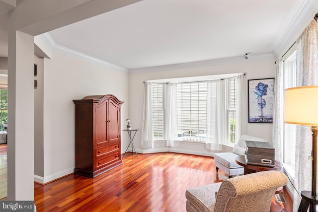 42066 Fiddlehead Pl, Aldie, VA 20105 - living area featuring ornamental molding and hardwood / wood-style flooring