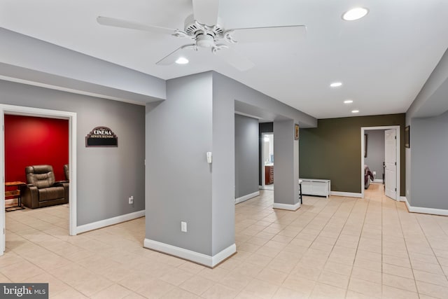 42066 Fiddlehead Pl, Aldie, VA 20105 - basement featuring a ceiling fan, recessed lighting, and light tile patterned floors