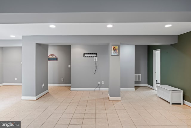 42066 Fiddlehead Pl, Aldie, VA 20105 - finished below grade area with recessed lighting and light tile patterned floors