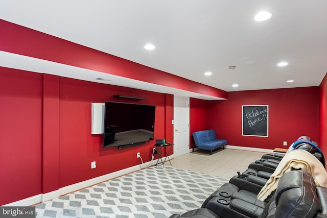 42066 Fiddlehead Pl, Aldie, VA 20105 - home theater with recessed lighting and tile patterned flooring