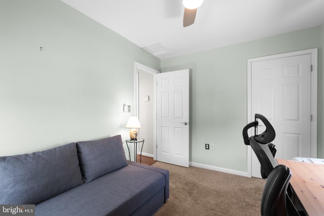 7615 Belmont Ave, Baltimore, MD 21224 - carpeted office with baseboards and ceiling fan