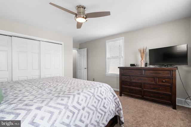 7615 Belmont Ave, Baltimore, MD 21224 - bedroom featuring carpet floors, a closet, and a ceiling fan